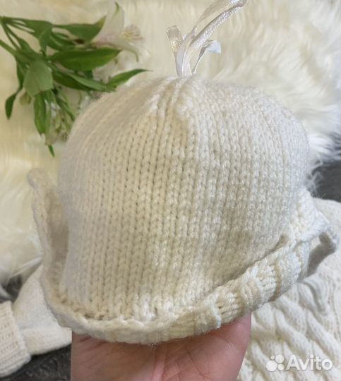 Костюм на 0-3 месяца 56-62 см вязаный