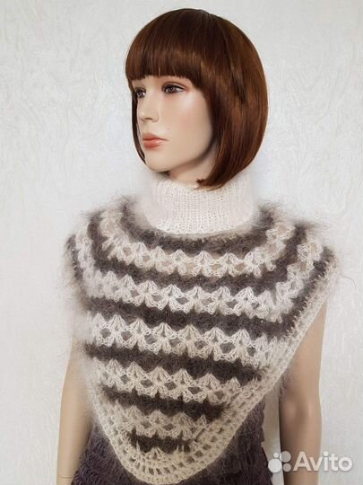 Шарф пуховый ручной вязки Манишка