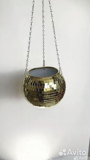 Кашпо из диско шара / кашпо из зеркальной мозаики