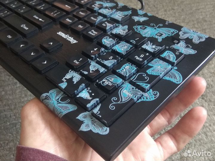 Клавиатура проводная 223 с принтом бабочки