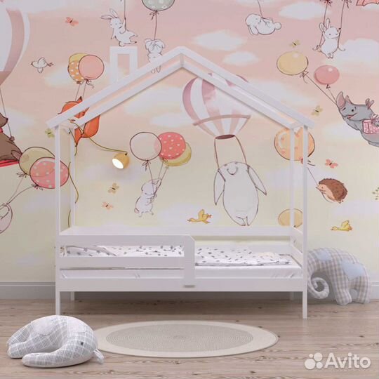 Кроватка из натурального дерева от 2х лет с бортик