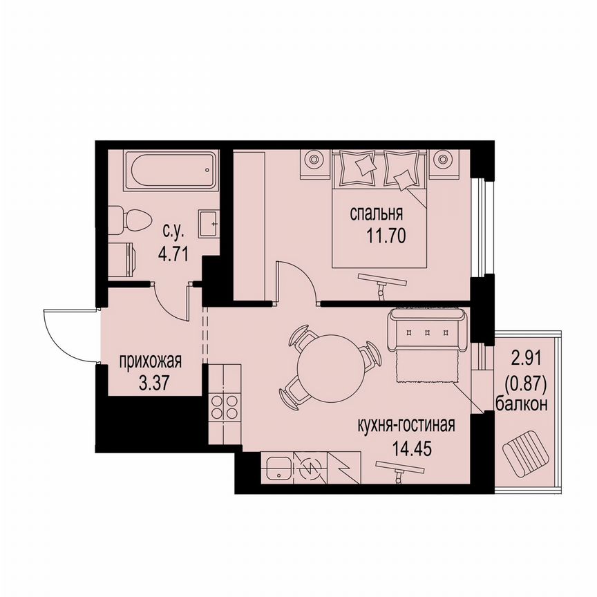 1-к. квартира, 35,1 м², 11/12 эт.