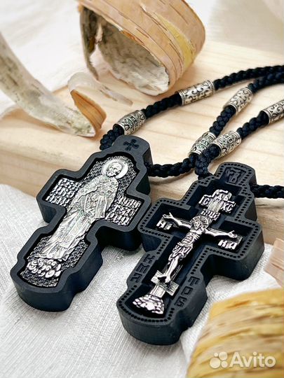 Николай Чудотворец крест дерево с серебром
