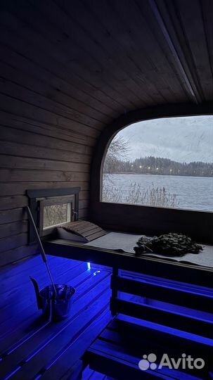 Баня у реки с панорамным окном (мобильная)
