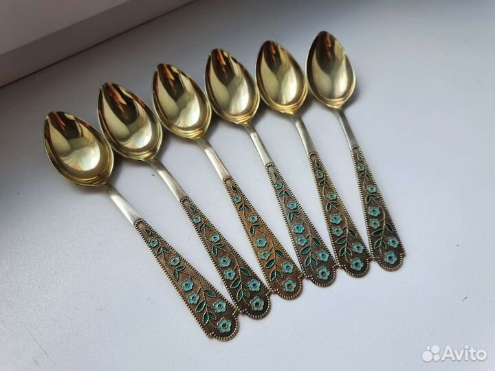 Ложки серебро эмаль СССР