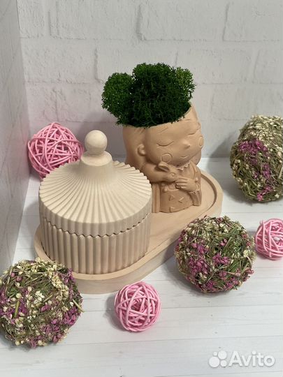 Ароматическая свеча + кашпо на подставке