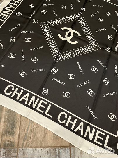 Шелковый платок Chanel черный новый