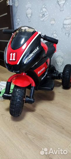 Детский электро мотоцикл 3х крлесный