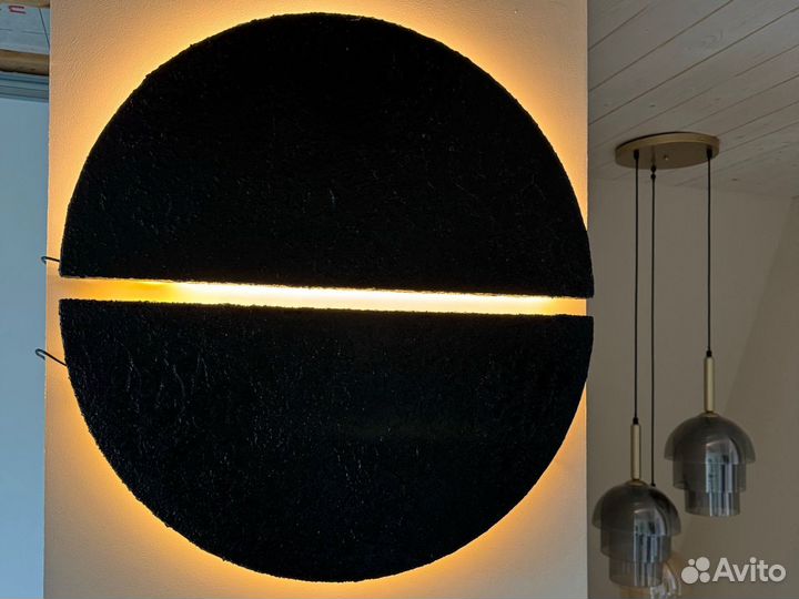 Панно светильник картина луна барельеф