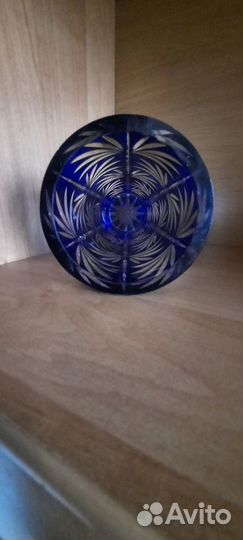 Ваза для цветов Синее Стекло Хрусталь Кобальт