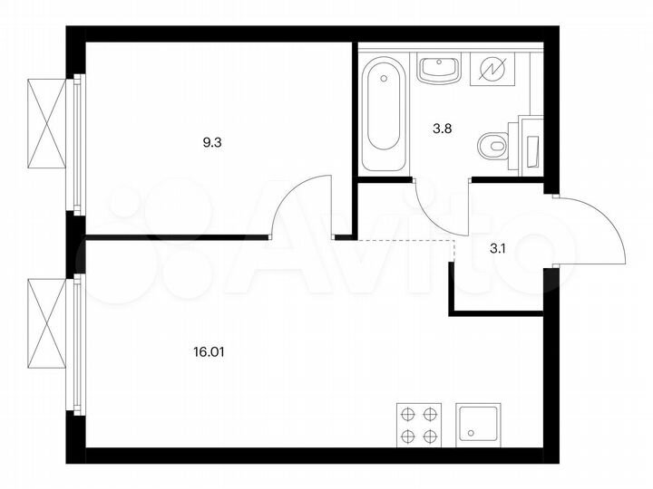 1-к. квартира, 32,2 м², 14/38 эт.