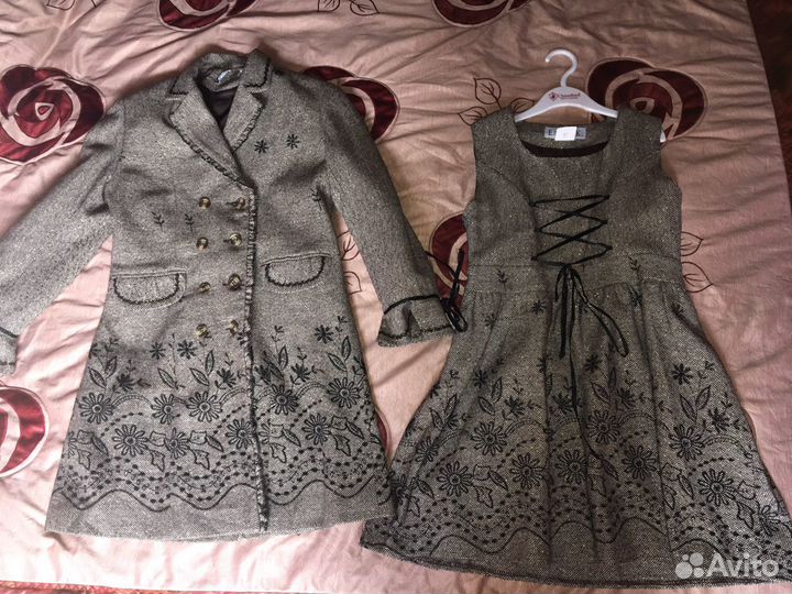 Комплект Пальто,сарафан для девочки
