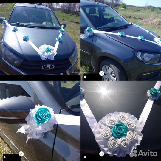 Свадебные украшения на машину, цветы