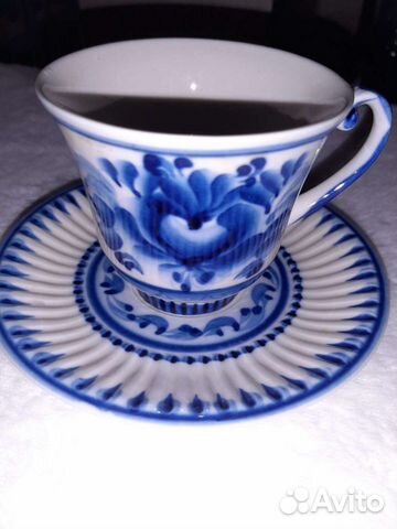 Чашка с блюдцем, Гжель