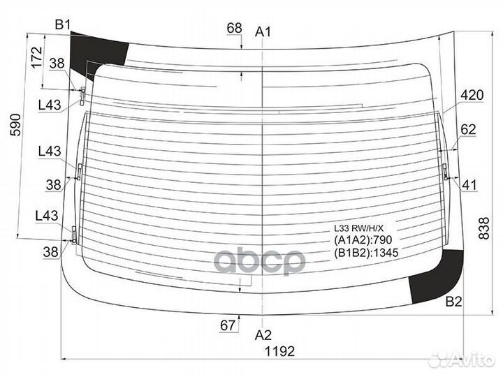Стекло заднее c обогревом nissan teana L33 14