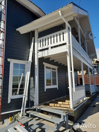 Покраска деревянных домов, пескоструйная очистка