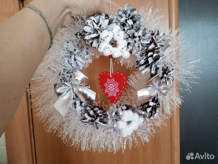Зимняя поделка в садик, в школу, новогодний венок