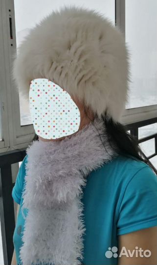 Шапочка из вязаной норки и шарфик