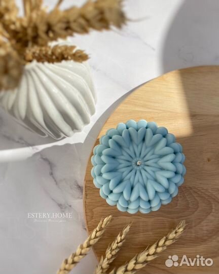 Уютная Свеча «Вязаный шар» ручной работы