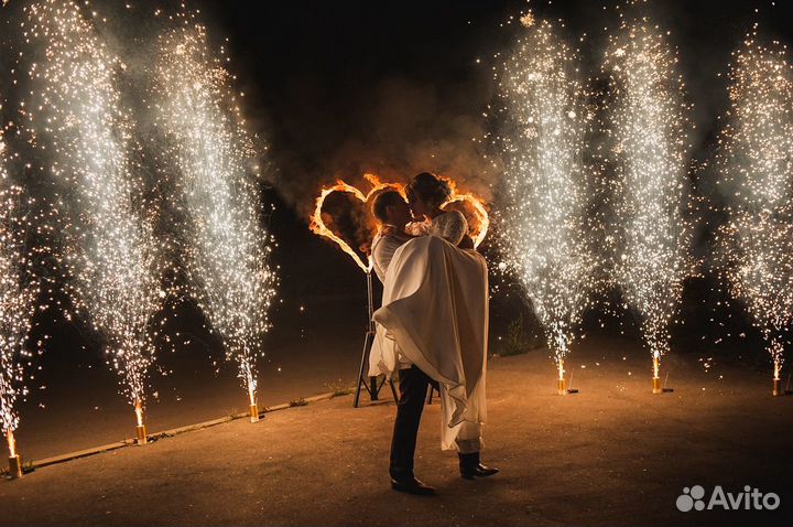 Фонтаны пиротехнические, тяжёлый дым, спецэффекты