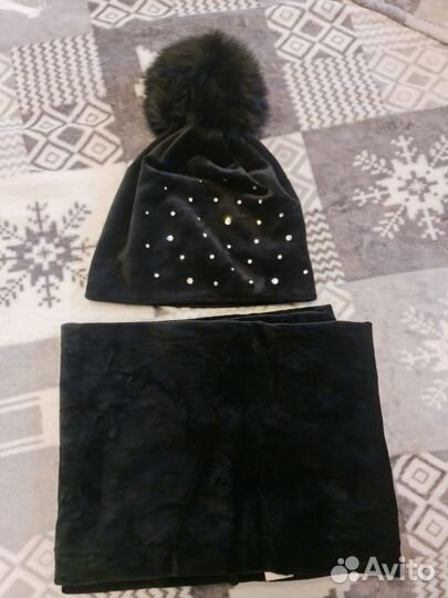 Шикарный комплект шапка и снуд размер 56+
