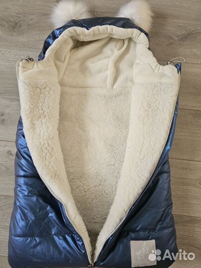 Зимний конверт в коляску на овчине