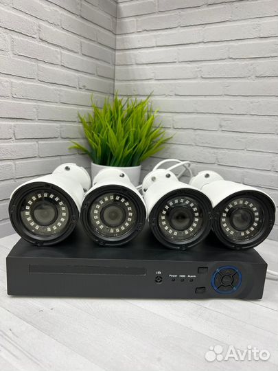 Видеонаблюдение 4 камеры+регистратор+жёсткий диск