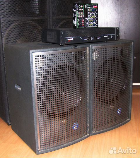 Колонки Eminence 1106Вт Pro 2ш в Дереве+Усилок+Mix