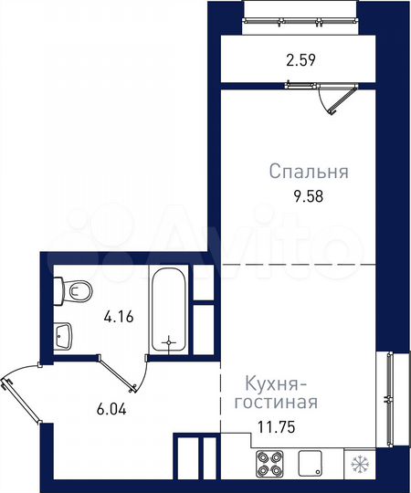 1-к. квартира, 34,1 м², 4/19 эт.