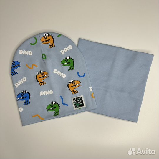 Шапка со снудом для мальчика dino