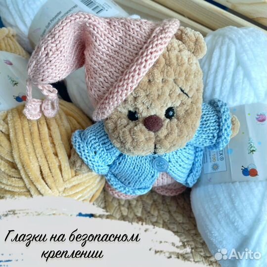 Вязаные игрушки, ладонный мишка, вязаный мишка