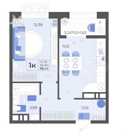 1-к. квартира, 36,4 м², 4/14 эт.