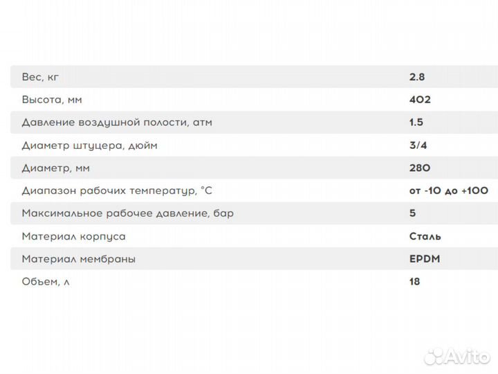 Расширительный бак 18 литров Wester WRV 18л 5 бар