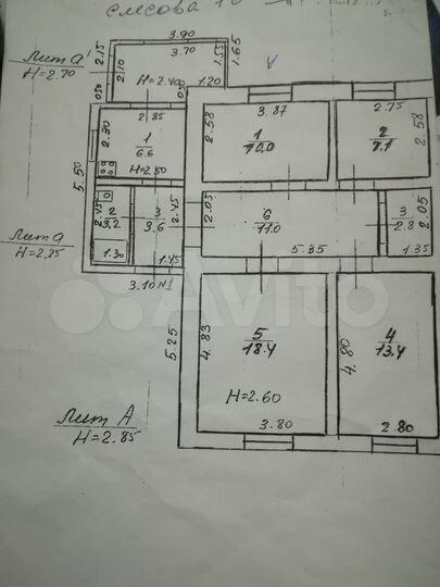 4-к. квартира, 80 м², 1/1 эт.