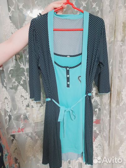 Пижама с халатиком 48-50 размера