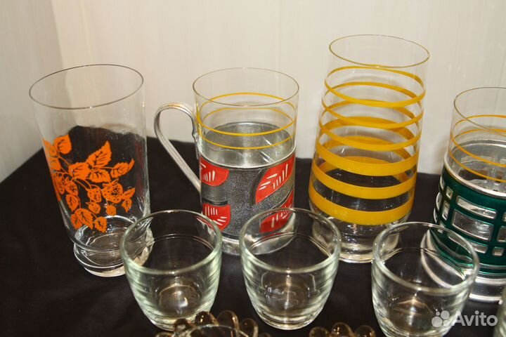 Стаканы, стопки, стекло, подстаканники СССР 28 шт