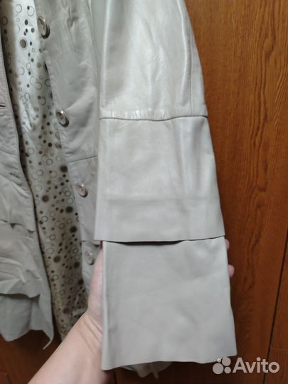 Кожаный плащ(тренч) женский