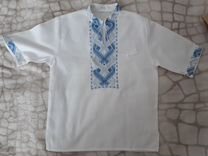 Рубашка национальная русская льняная вышивка р.134