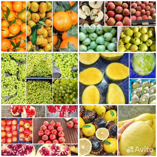 Мандарин, Гранат, Лимон, Манго, Виноград, Яблоко