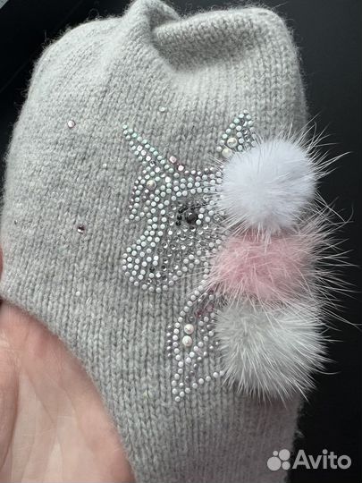 Зимняя шапка-шлем для девочки 48 50