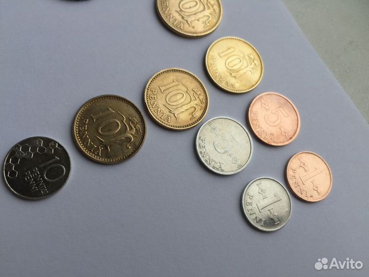 Финляндия 1,5,10,20 пенни 1,5 марк 1923-1990