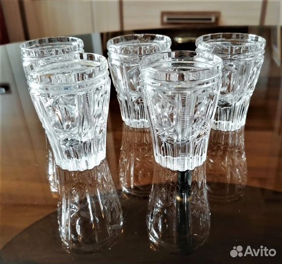 Стопки хрустальные СССР 5 шт. 2 вида