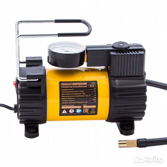 Компрессор автомобильный AC-37, 12 В, 7 атм, 37 л