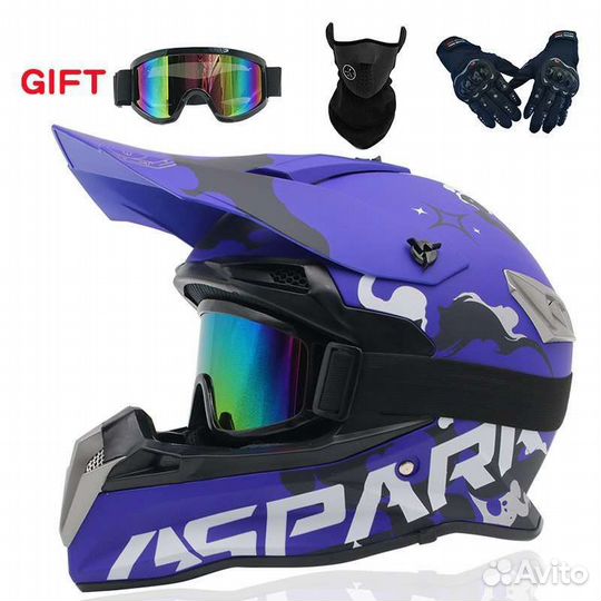 Новые шлемы для мотокросса + очки, перчатки, маска