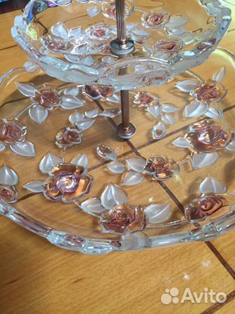 Менажница двух ярусная чешское стекло