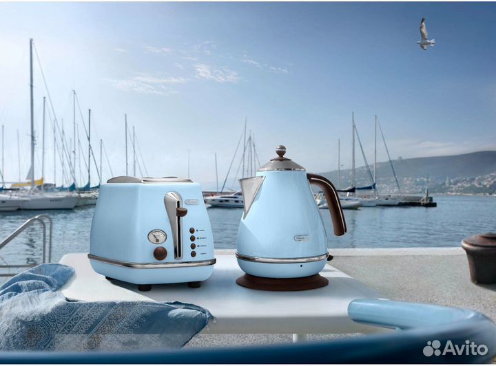 Чайник и тостер Delonghi vintage azure blue
