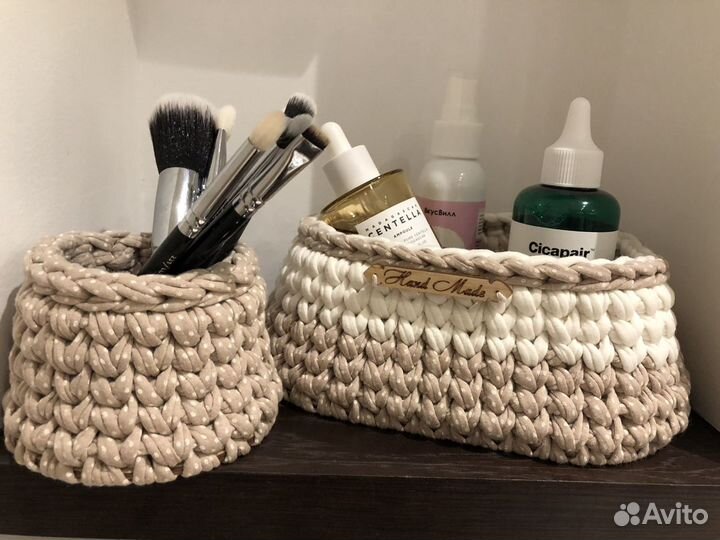 Интерьерные вязанные корзинки