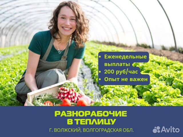 Разнорабочий в теплицу в г. Волжский