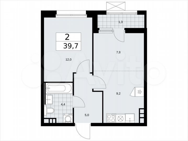 2-к. квартира, 39,7 м², 4/17 эт.