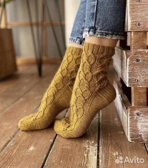 Вязаные мериносовые носки ручной работы